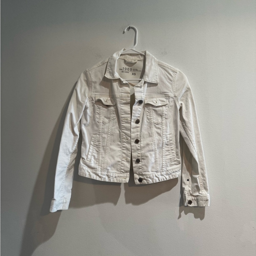 Gap White Denim Jean Jacket XS Classic Cropped Trucker